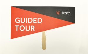 Digital print; custom-cut; folded; branded event signage, custom tour guide paddles 